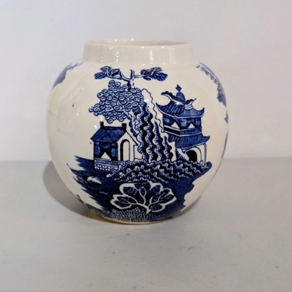 Vintage 1930s Mason’s Ironstone Ginger Jar Blue White Willow Chinese no lid